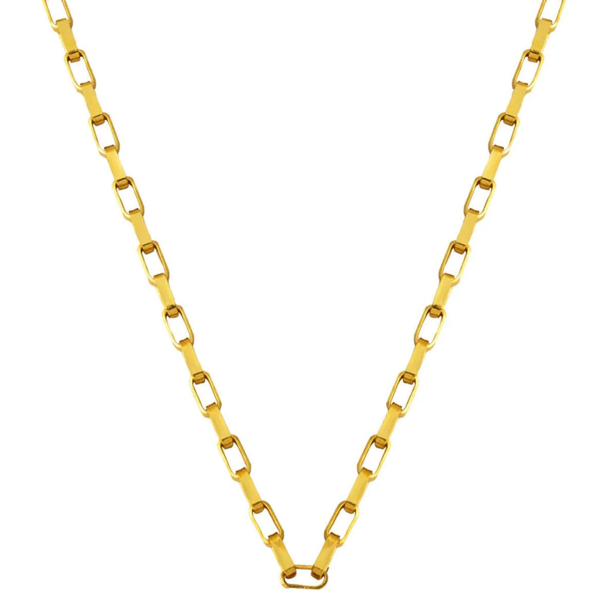 GOLD CHAIN NECKLACE - Square Paperclip Chain 3,75 mm