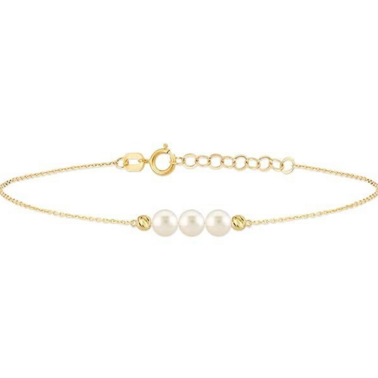 GOLD & PEARL BRACELET - 3 Pearls 2 Dorika Balls
