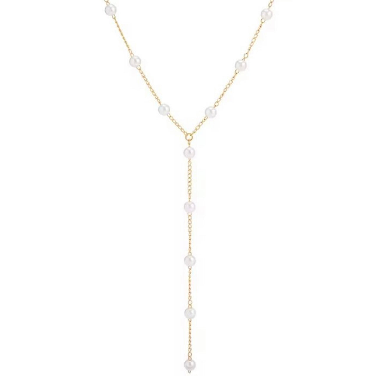 GOLD & PEARL NECKLACE - Y Model Pearls