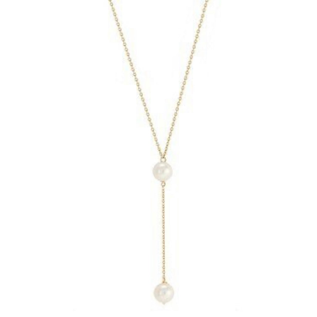 GOLD & PEARL NECKLACE - Y Model 2 Pearls