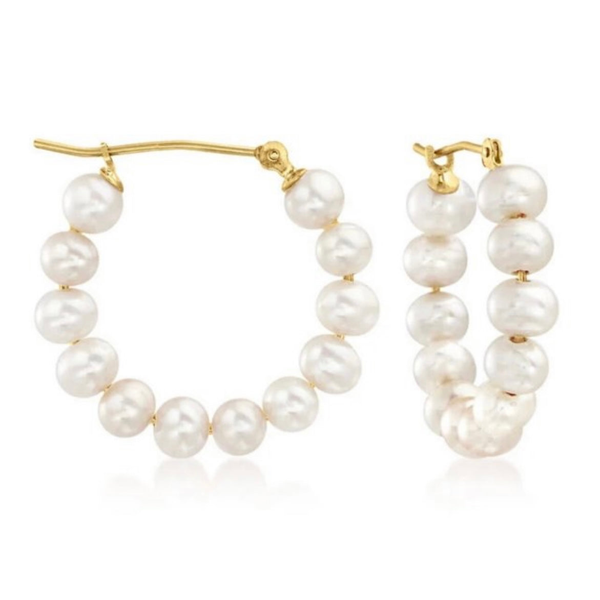 GOLD & PEARL EARRING - Multiple Pearl Hoops