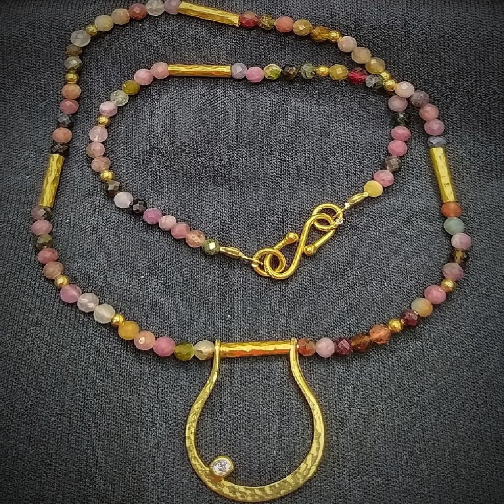 Gold Vermeil Necklace - Tourmaline Cleopatra Authentic Necklace
