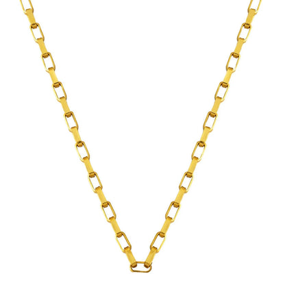 GOLD CHAIN NECKLACE - Square Paperclip Chain 3,75 mm
