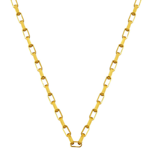 GOLD CHAIN NECKLACE - Square Paperclip Chain 3,75 mm