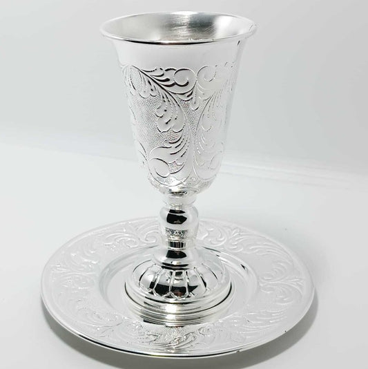 PLATED WINE GLASS -  Silver Plated Wine Glass Kiddush Cup no:4