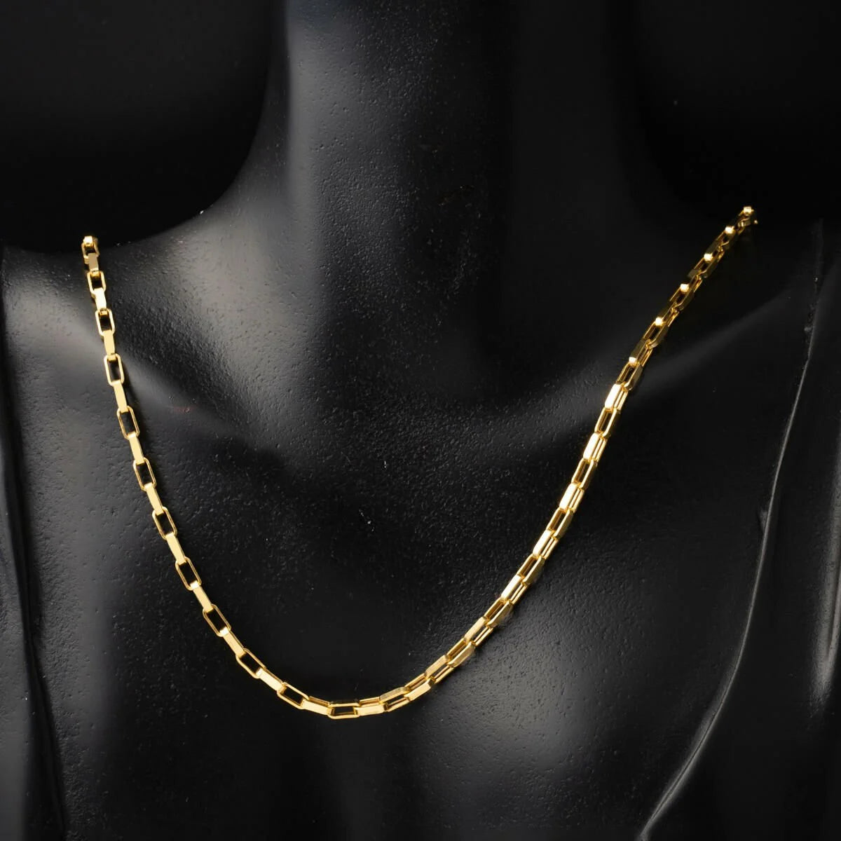 GOLD CHAIN NECKLACE - Square Paperclip Chain 3,75 mm