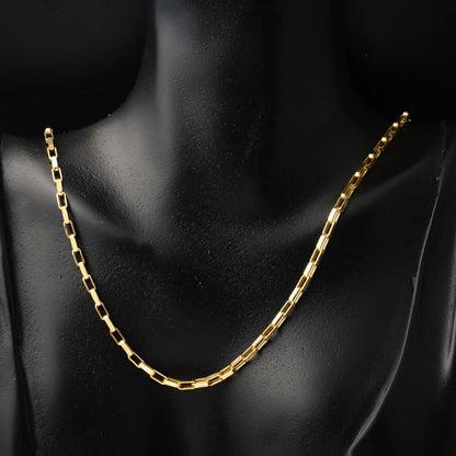 GOLD CHAIN NECKLACE - Square Paperclip Chain 3,75 mm