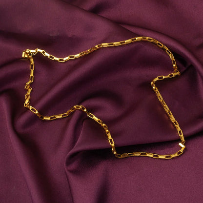 GOLD CHAIN NECKLACE - Square Paperclip Chain 3,75 mm