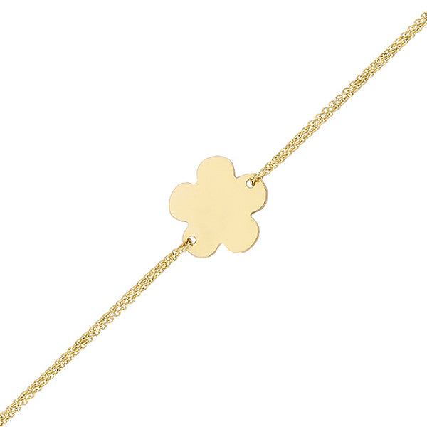 14K Gold Bracelet-Gold Stoneless Flower Bracelet