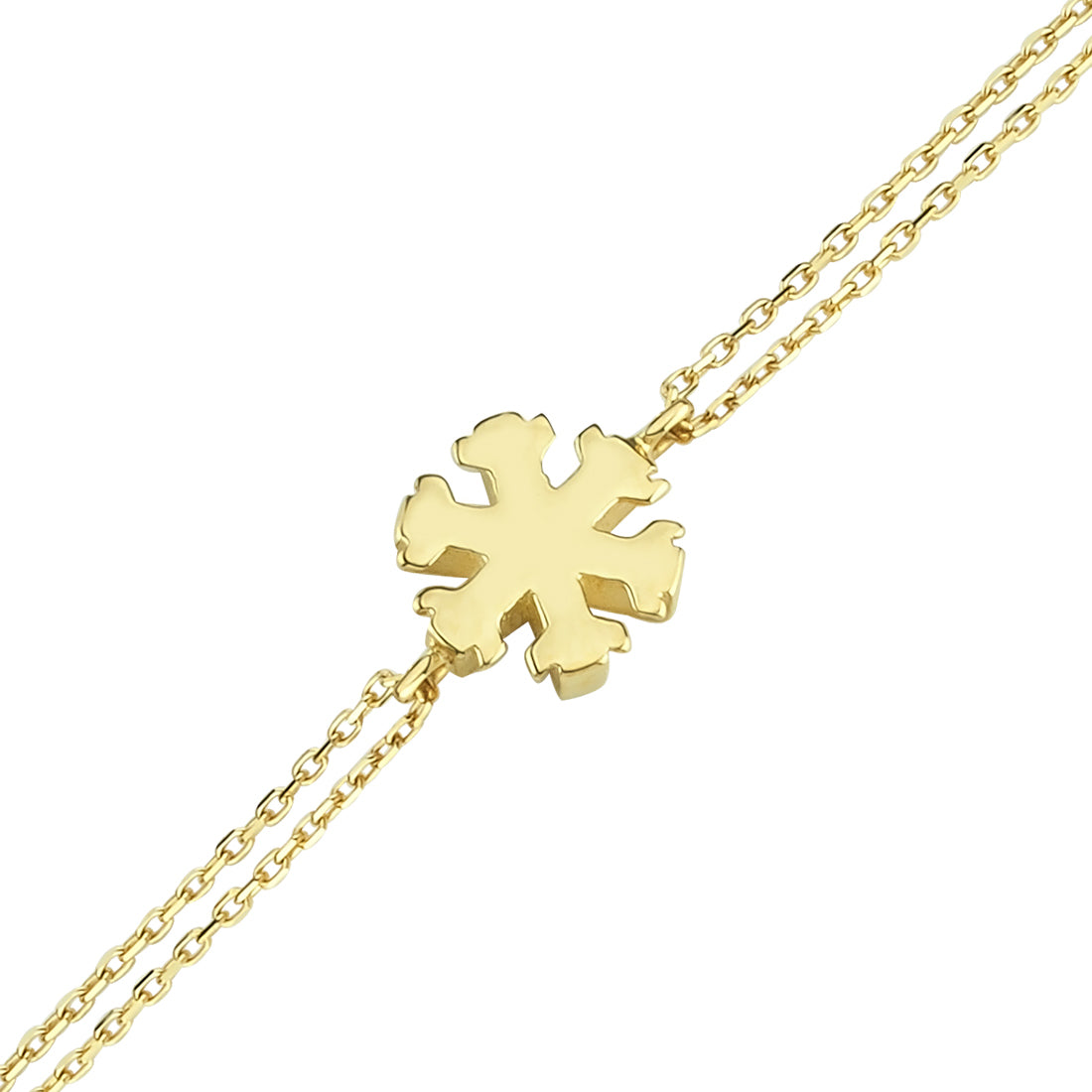 14K Gold Bracelet-Gold Snowflake Plain Bracelet