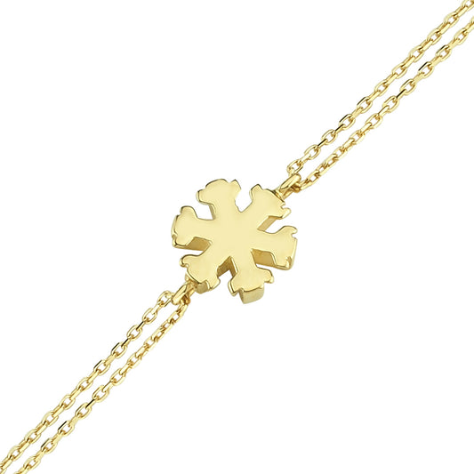 14K Gold Bracelet-Gold Snowflake Plain Bracelet