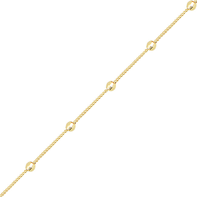 14K Gold Bracelet-Gold Thin Chain Ball Bracelet