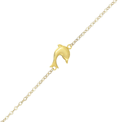 14K Gold Bracelet-Gold Elegant Dolphin Bracelet