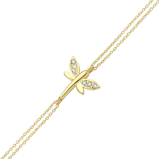 14K Gold Bracelet-Gold Dragonfly Bracelet