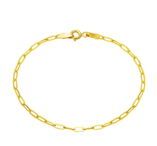 14K Gold Bracelet-Sports Paperclip Gold Chain Bracelet 14 Carat