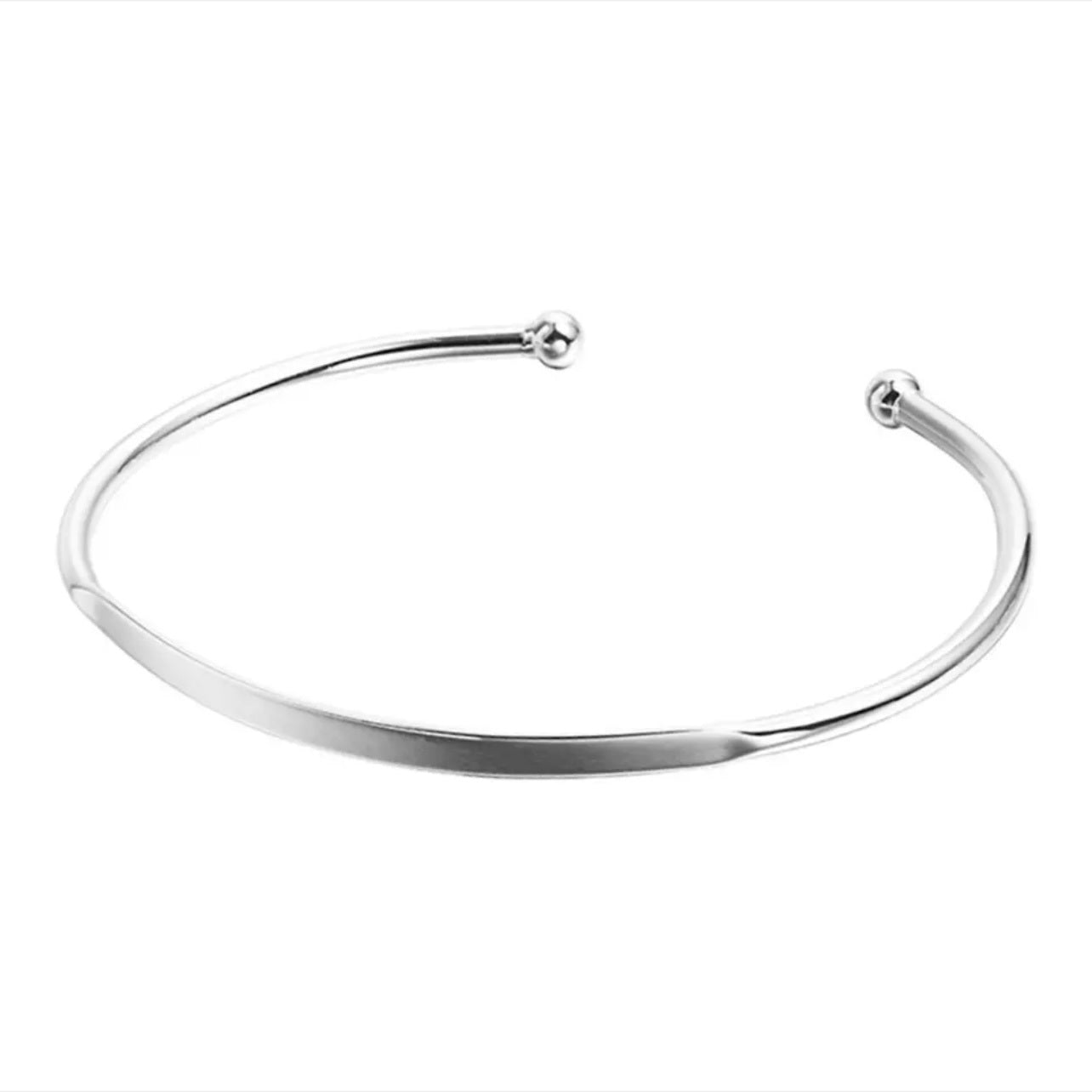 Silver Bracelet-Silver Thin Ball Cuff Bracelet