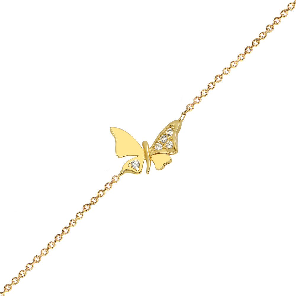 14K Gold Bracelet-Gold Butterfly Bracelet