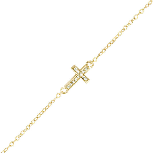 14K Gold Bracelet-Gold Tiny Cross Bracelet