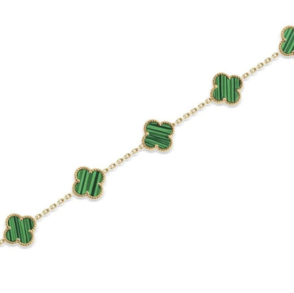 GOLD BRACELET - Yellow Gold & Pearl Clover Green