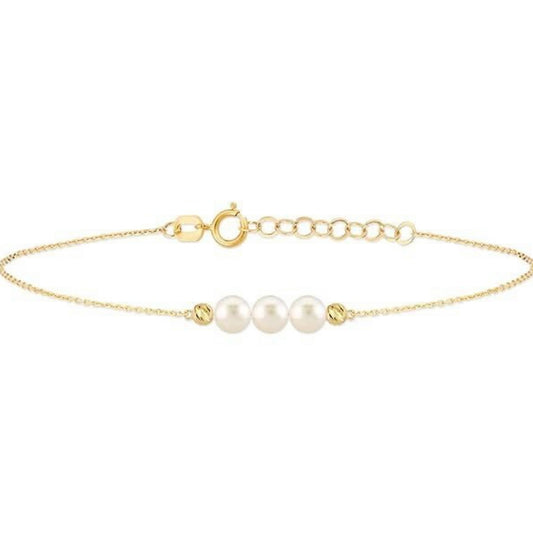 GOLD & PEARL BRACELET - 3 Pearls 2 Dorika Balls