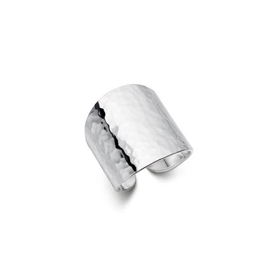 Silver Ring-Wide Hammered Silver Long Cuff Ring