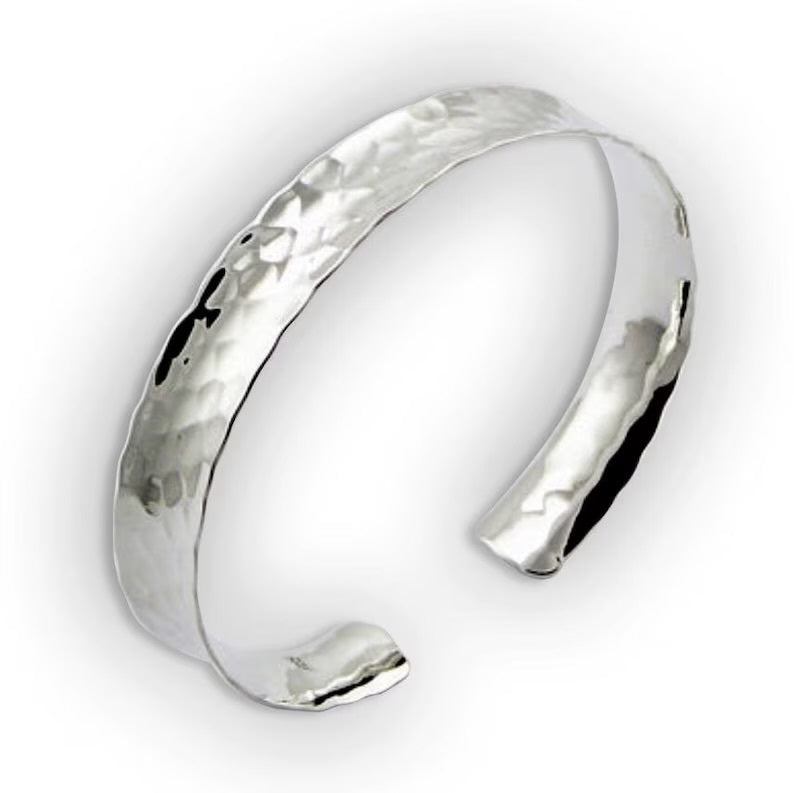 Silver Ring-Wide Hammered Silver Cuff Ring