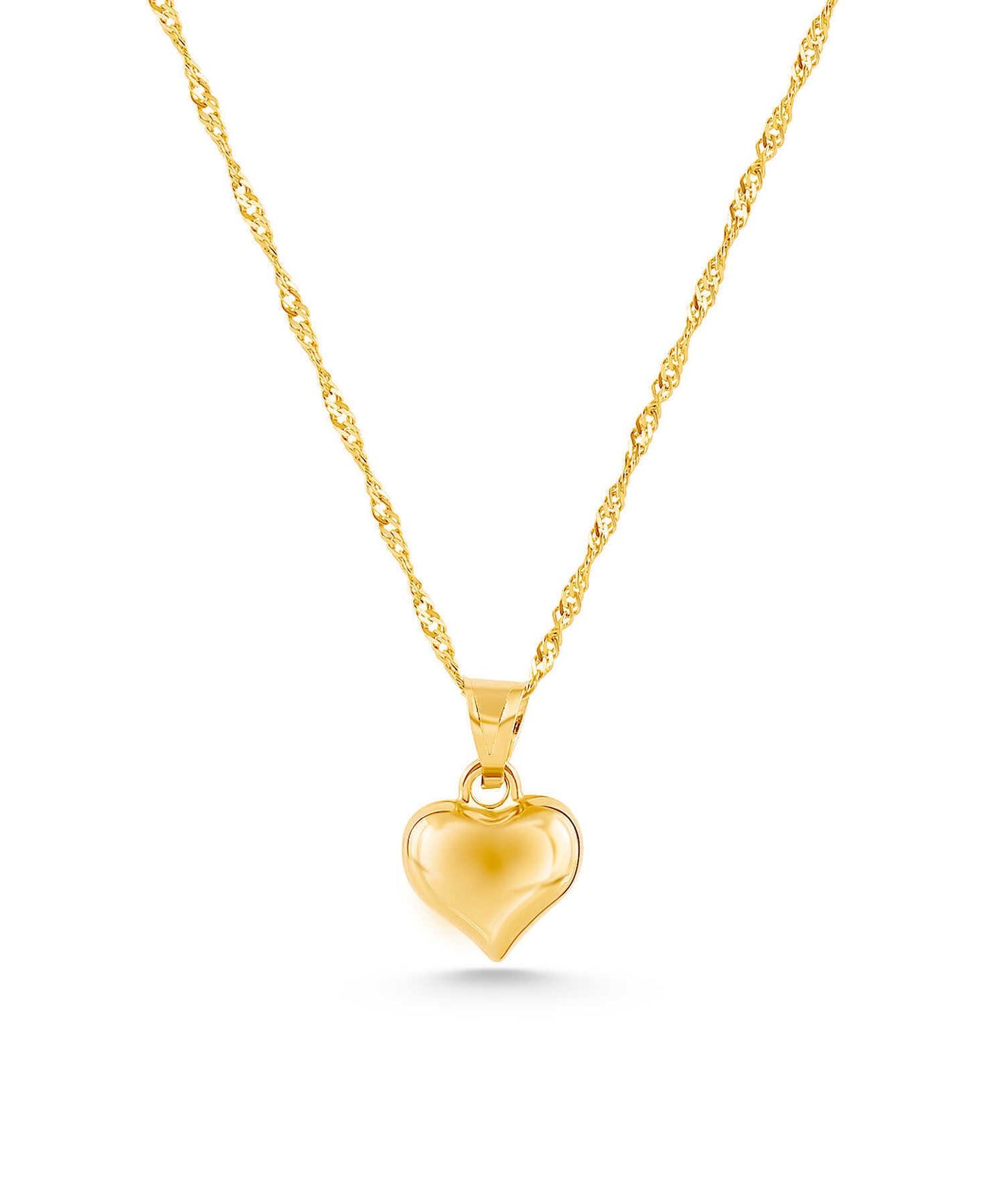 14K Gold Necklace-Singapore Chain Heart Necklace