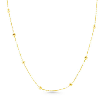 14K Gold Necklace-Forse Chain Row Ball Necklace