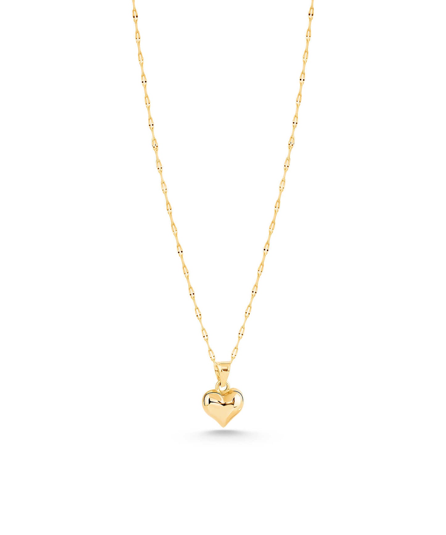 14K Gold Necklace-Italian Mirrored Chain Heart Necklace