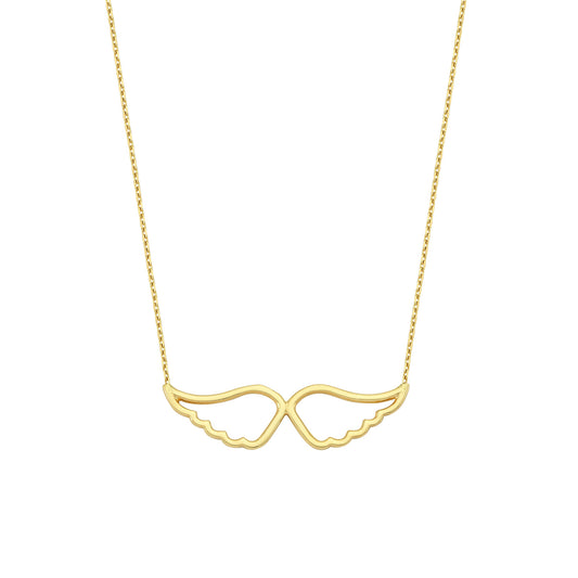 14K Gold Necklace-Gold Angel Wing Necklace