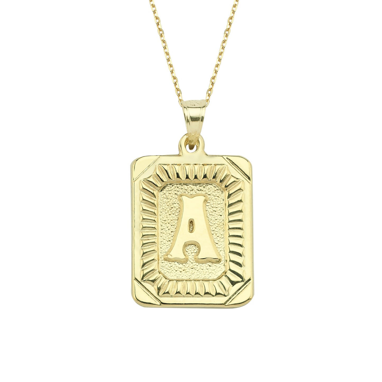 14K Gold Necklace-Gold Letter Stamp Necklace