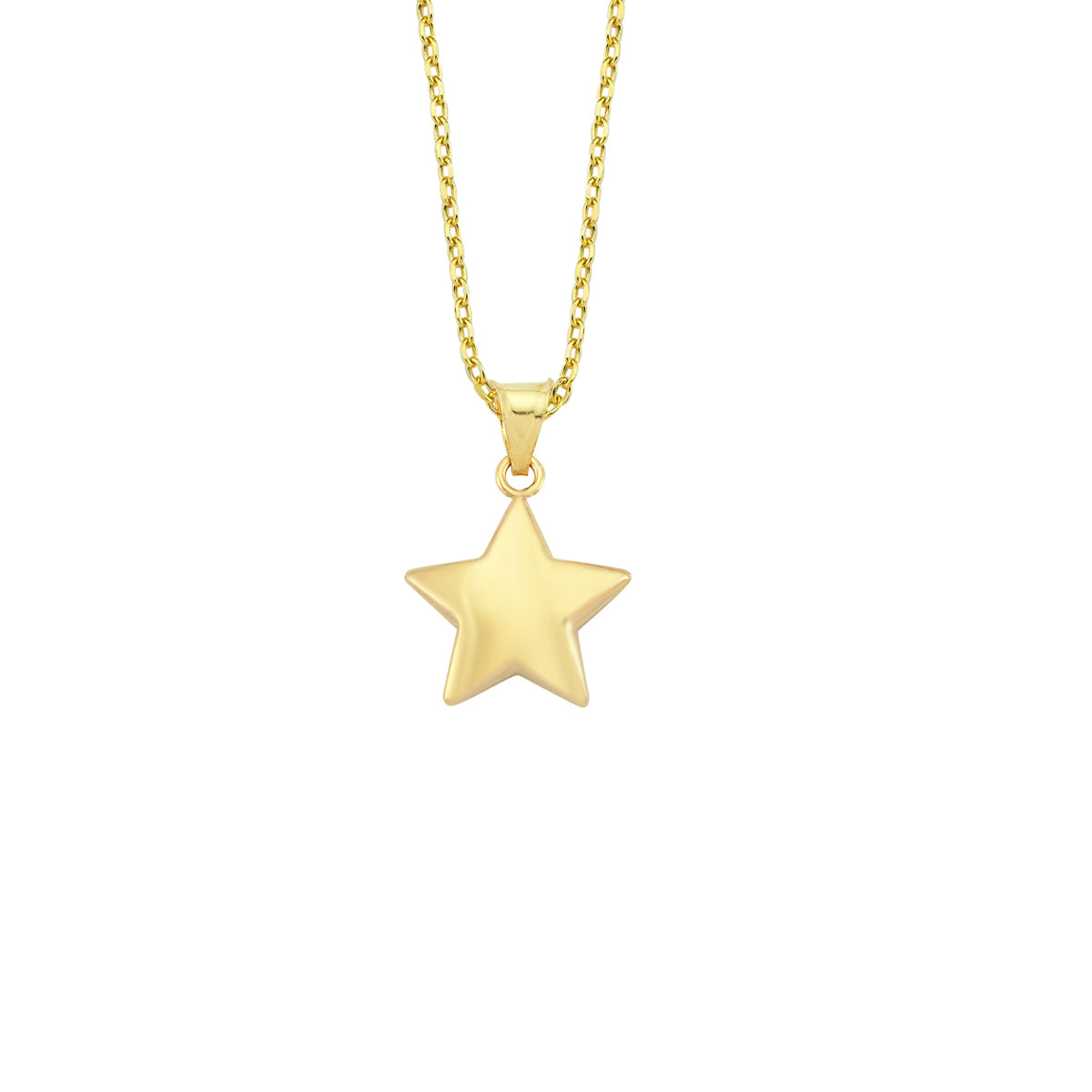 14K Gold Necklace-Gold Plain Star Necklace