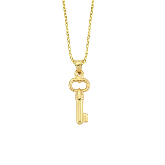 14K Gold Necklace-Gold Plain Key Necklace