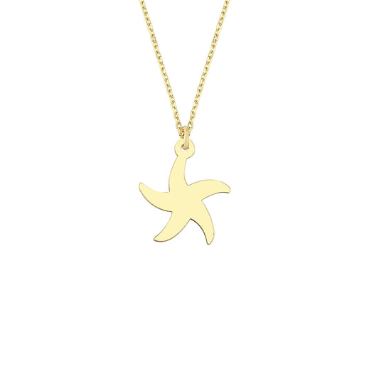 14K Gold Necklace-Gold Thin Starfish Necklace