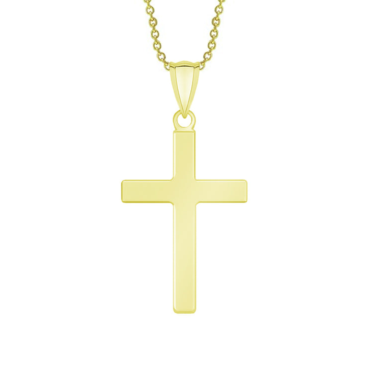 14K Gold Necklace-Gold Stoneless Cross Necklace