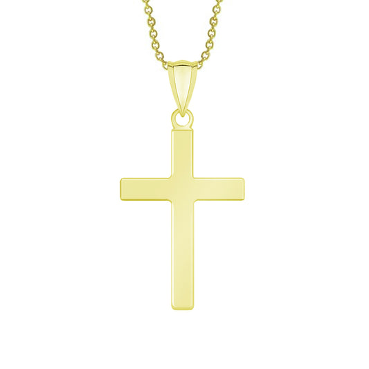 14K Gold Necklace-Gold Stoneless Cross Necklace