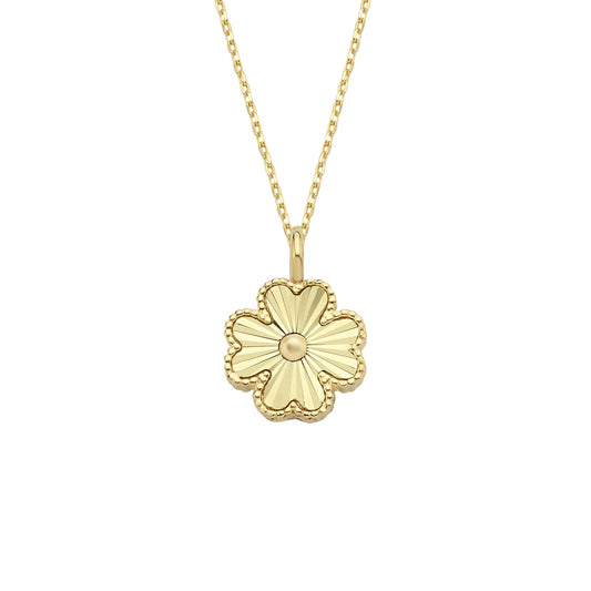 14K Gold Necklace-Elegant Gold Clover Necklace