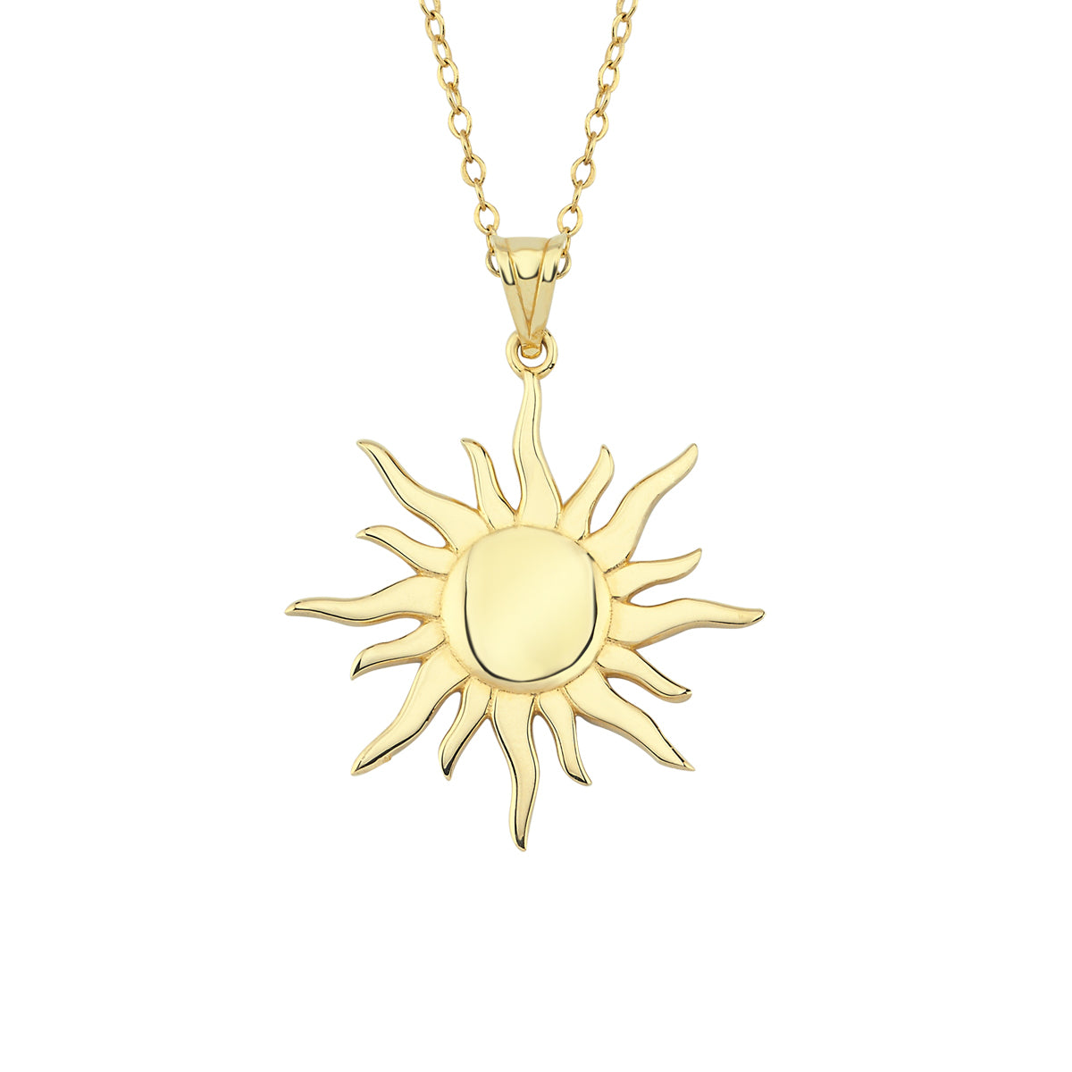 Collier en or 14 carats - Collier soleil uni en or