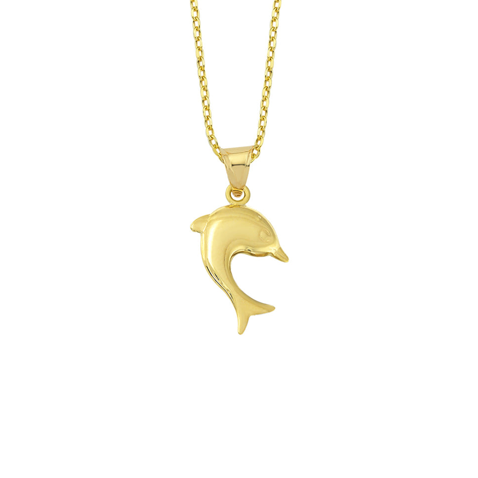 14K Gold Necklace-Gold Dolphin Necklace