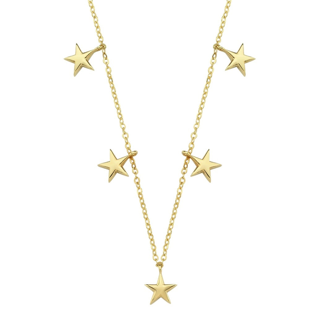 14K Gold Chain-5 Star Gold Necklace