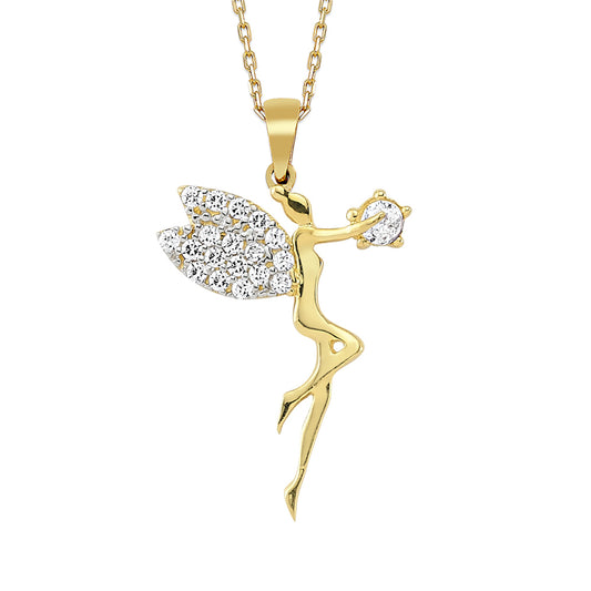 14K Gold Necklace-Nymph Pendant Gold