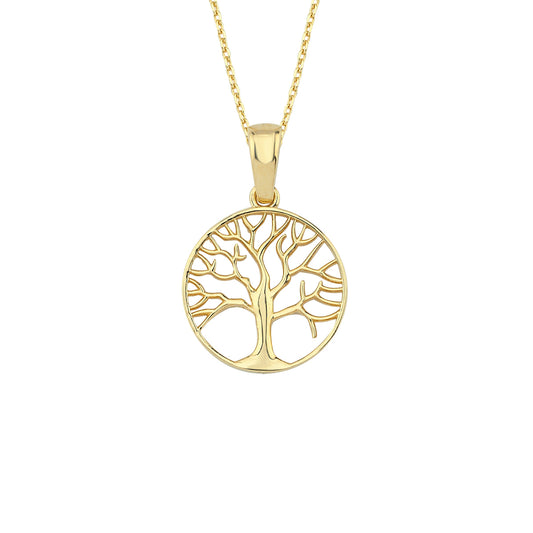 14K Gold Necklace-Gold Elegant Stoneless Tree of Life Necklace