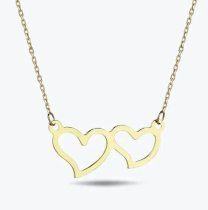 GOLD NECKLACE - Double Heart