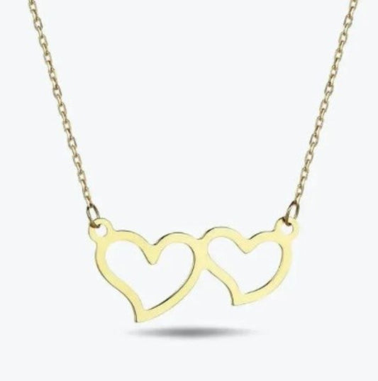 GOLD NECKLACE - Double Heart