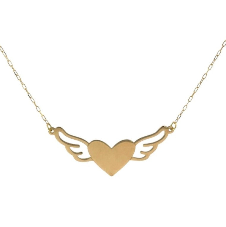 GOLD NECKLACE - Heart with Angel Wings