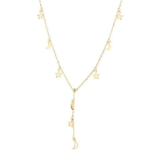 GOLD NECKLACE - Y Model Moon Star