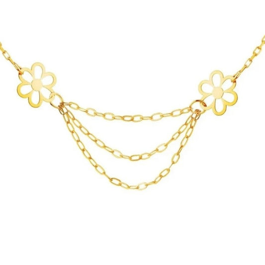 GOLD NECKLACE - Double Flowers