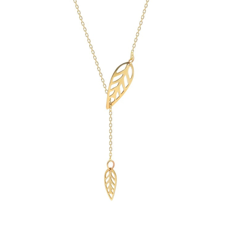 GOLD NECKLACE - Double Leaves