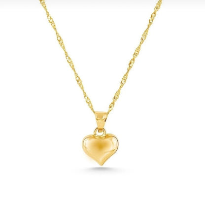 GOLD NECKLACE - Heart w/ Singapore Chain