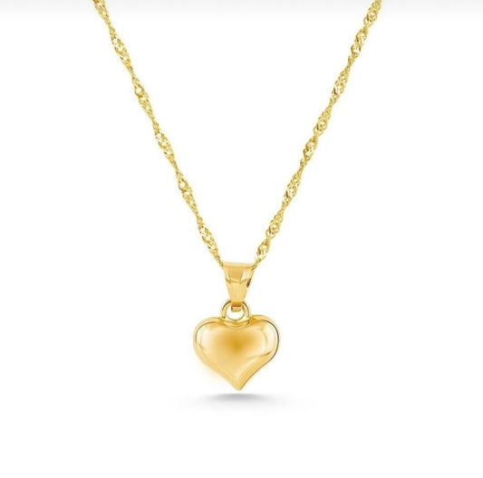 GOLD NECKLACE - Heart w/ Singapore Chain